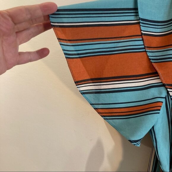 ELIZABETH LIMA Sz L Jumpsuit With Ruffles Wide Leg Pant Belt Bat Sleeve NWT - Picture 13 of 17